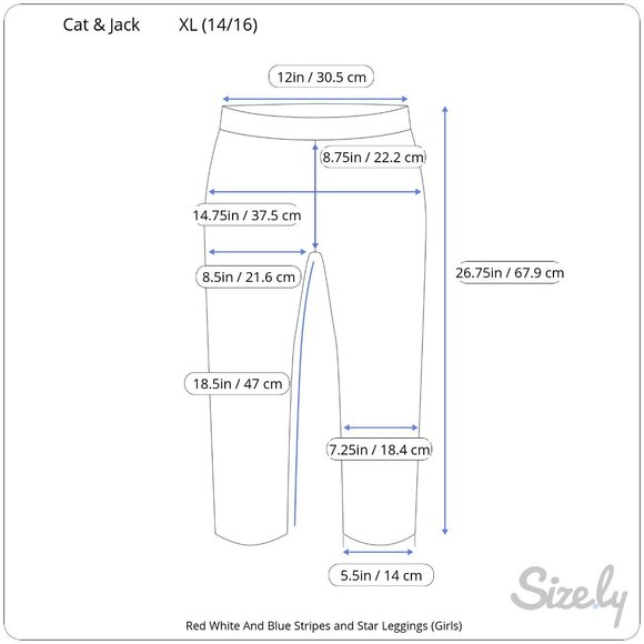 Cat & Jack Red White Blue Stripes & Stars Capri Leggings Girls XL (14/16) NWT - Picture 5 of 5